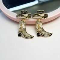 Retro Boots Alloy Enamel Plating Inlay Rhinestones Women's Drop Earrings sku image 4