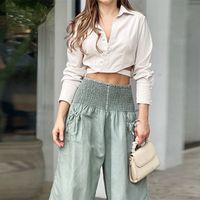 Women's Classic Style Solid Color Polyester Pocket Patchwork Pants Sets sku image 5