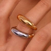 Basic Simple Style Classic Style Solid Color Stainless Steel Plating 18k Gold Plated Rings main image 2