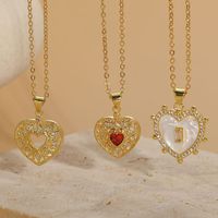Elegant Luxurious Classic Style Heart Shape Copper Plating Inlay Zircon 14k Gold Plated Pendant Necklace main image 1