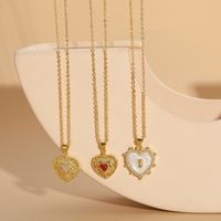 Elegant Luxurious Classic Style Heart Shape Copper Plating Inlay Zircon 14k Gold Plated Pendant Necklace main image 5