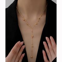304 Stainless Steel 18K Gold Plated Vintage Style Plating Solid Color Necklace main image 5