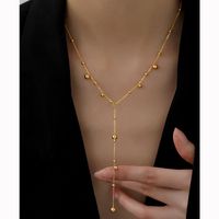 304 Stainless Steel 18K Gold Plated Vintage Style Plating Solid Color Necklace main image 4