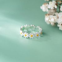 Japanese Style Sweet Chrysanthemum Alloy Enamel Epoxy Women's Open Ring main image 5