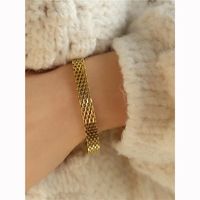 304 Stainless Steel 18K Gold Plated Vintage Style Plating Solid Color Bracelets Necklace main image 4
