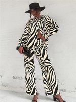 Women's Casual Streetwear Stripe Polyester Printing Pants Sets main image 4