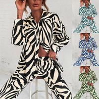 Women's Casual Streetwear Stripe Polyester Printing Pants Sets main image 1