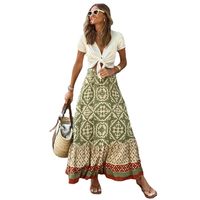 Summer Spring Classic Style British Style Geometric Polyester Maxi Long Dress Skirts main image 2