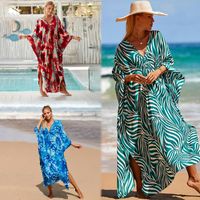 Women's Beach Color Block Printing Cover Ups main image video