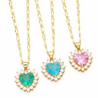 Fashion Simple Style Heart Shape Copper Plating Inlay Zircon 18k Gold Plated Necklace main image 1