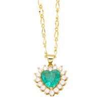 Mode Einfacher Stil Herzform Kupfer Überzug Inlay Zirkon 18 Karat Vergoldet Halskette sku image 2