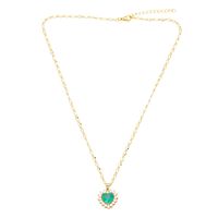 Fashion Simple Style Heart Shape Copper Plating Inlay Zircon 18k Gold Plated Necklace main image 3