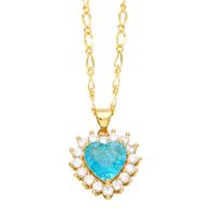 Mode Einfacher Stil Herzform Kupfer Überzug Inlay Zirkon 18 Karat Vergoldet Halskette sku image 3