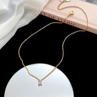 304 Stainless Steel 18K Gold Plated Simple Style Plating Solid Color Artificial Rhinestones Necklace main image 4