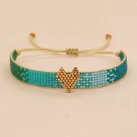 Simple Style Peach Heart Shape Flower Glass Braid Woven Belt Women's Bracelets sku image 9