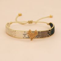 Simple Style Peach Heart Shape Flower Glass Braid Woven Belt Women's Bracelets sku image 10