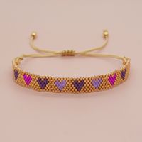 Simple Style Peach Heart Shape Flower Glass Braid Woven Belt Women's Bracelets sku image 8