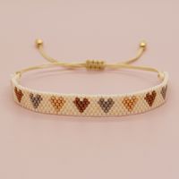 Simple Style Peach Heart Shape Flower Glass Braid Woven Belt Women's Bracelets sku image 5