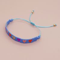 Simple Style Peach Heart Shape Flower Glass Braid Woven Belt Women's Bracelets sku image 7