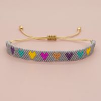 Simple Style Peach Heart Shape Flower Glass Braid Woven Belt Women's Bracelets sku image 4