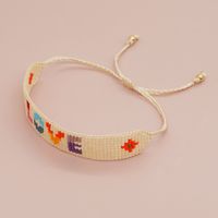 Simple Style Peach Heart Shape Flower Glass Braid Woven Belt Women's Bracelets sku image 14