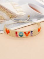 Simple Style Peach Heart Shape Flower Glass Braid Woven Belt Women's Bracelets sku image 18