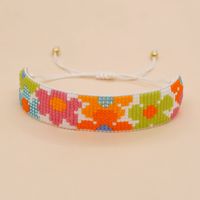 Simple Style Peach Heart Shape Flower Glass Braid Woven Belt Women's Bracelets sku image 20