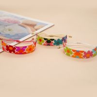 Simple Style Peach Heart Shape Flower Glass Braid Woven Belt Women's Bracelets main image 2