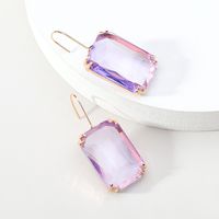 1 Pair Sweet Simple Style Rectangle Inlay Alloy Glass Ear Hook sku image 9