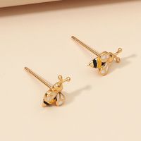 1 Pair Cute Bee Enamel Plating Copper Gold Plated Ear Studs main image 5