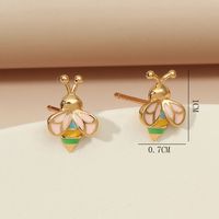 1 Pair Cute Bee Enamel Plating Copper Gold Plated Ear Studs main image 3