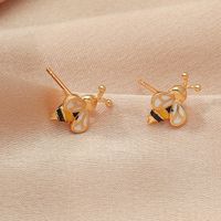 1 Pair Cute Bee Enamel Plating Copper Gold Plated Ear Studs main image 2