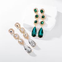 Lady Water Droplets Alloy Inlay Rhinestones Glass Women's Dangling Earrings main image 4