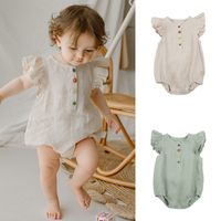 Casual Solid Color Patchwork Cotton Baby Rompers main image 4