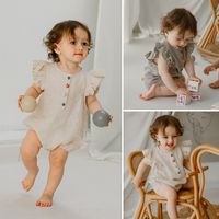 Casual Solid Color Patchwork Cotton Baby Rompers main image 2