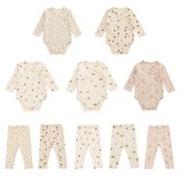 Simple Style Flower Printing Cotton Spandex Baby Clothing Sets main image 1