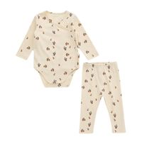 Simple Style Flower Printing Cotton Spandex Baby Clothing Sets main image 2