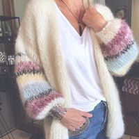 Women's Sweater Long Sleeve Sweaters & Cardigans Contrast Binding Casual Color Block main image 2