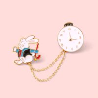 Cartoon Style Cute Rabbit Clock Alloy Stoving Varnish Unisex Brooches main image 2