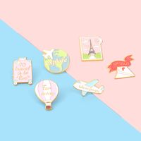 Cute Novelty Earth Hot Air Balloon Airplane Alloy Stoving Varnish Unisex Brooches main image 4