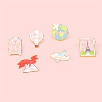 Cute Novelty Earth Hot Air Balloon Airplane Alloy Stoving Varnish Unisex Brooches main image 1