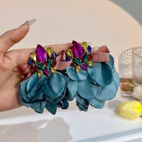Original Design Flower Cloth Handmade Inlay Artificial Gemstones Women's Ear Studs sku image 3