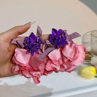 Original Design Flower Cloth Handmade Inlay Artificial Gemstones Women's Ear Studs sku image 2