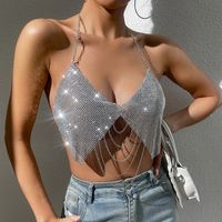 Women's Camisole Tank Tops Metal Backless Sexy Romantic Streetwear Solid Color sku image 1