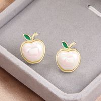 Fairy Style Korean Style Apple Alloy Inlay Artificial Pearls Shell Women's Ear Studs main image 6