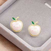 Fairy Style Korean Style Apple Alloy Inlay Artificial Pearls Shell Women's Ear Studs sku image 2