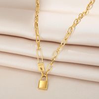 304 Stainless Steel 18K Gold Plated Korean Style Plating Letter Lock Necklace main image 5