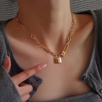 304 Stainless Steel 18K Gold Plated Korean Style Plating Letter Lock Necklace main image 4