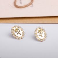 Korean Style Flower Alloy Inlay Artificial Pearls Women's Ear Studs main image 5