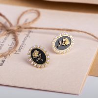 Korean Style Flower Alloy Inlay Artificial Pearls Women's Ear Studs main image 4